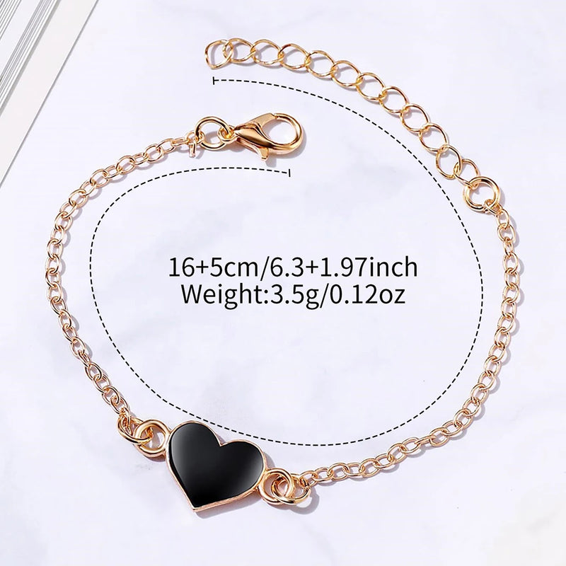 Conjunto Feminino Relógio de Quartzo Quadrado + Pulseira de Coração, Estilo Casual Chic em Couro