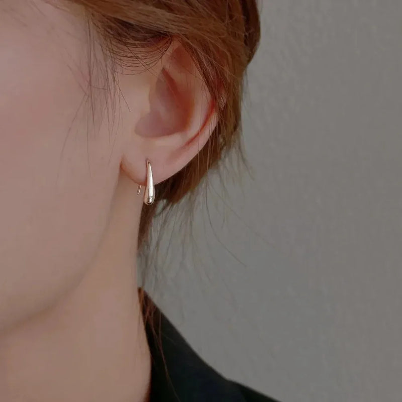 Brincos Femininos em Forma de Gota de Água em Prata, Estilo Retrô Minimalista para Festa e Aniversário