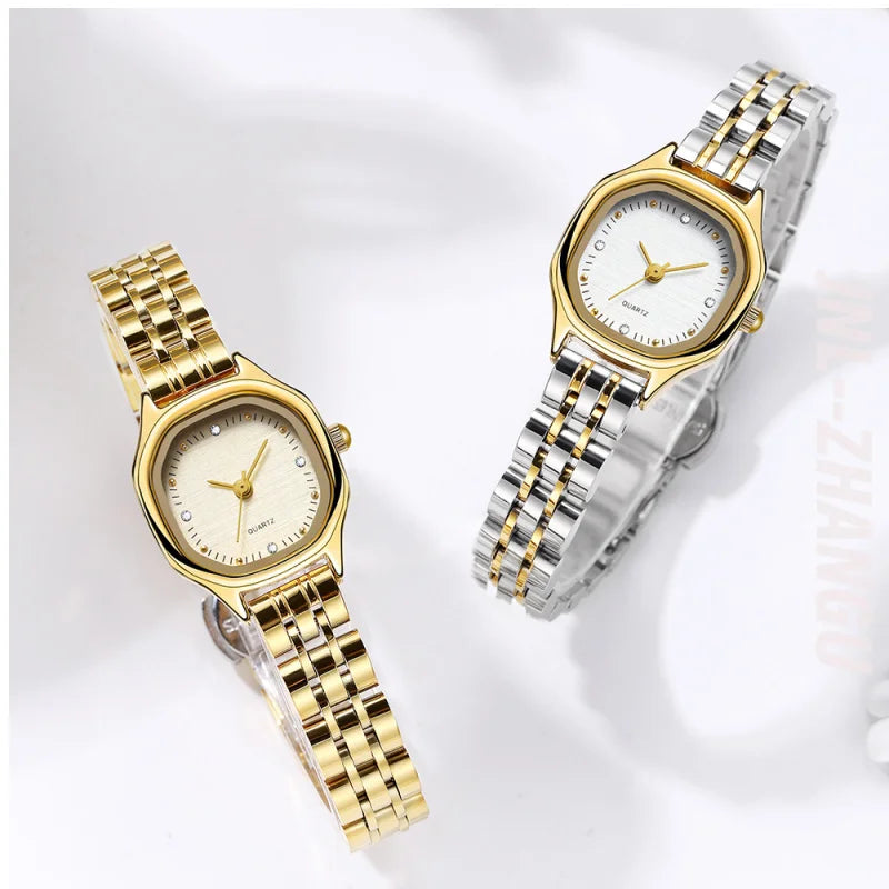 Relógio Feminino Luxo 23mm com Pulseira em Aço Inox, Fecho Borboleta e Resistência à Água 3 BAR