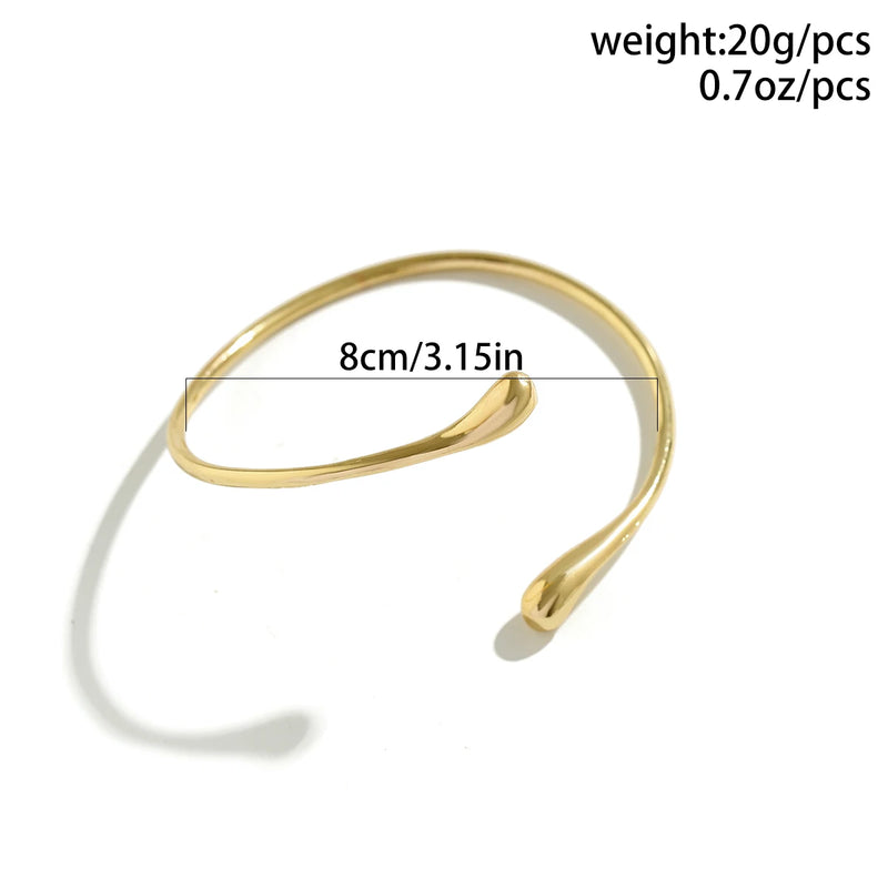 Pulseira Aberta Feminina Estilo Manguito Gota de Água, Design Vintage Geométrico com Toque Boho
