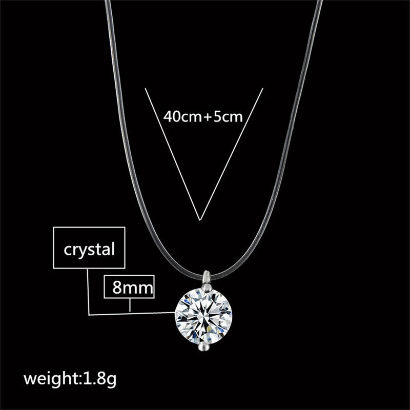Gargantilha Minimalista com Cristal Zircão Transparente, Joia Delicada e Sofisticada para Mulheres