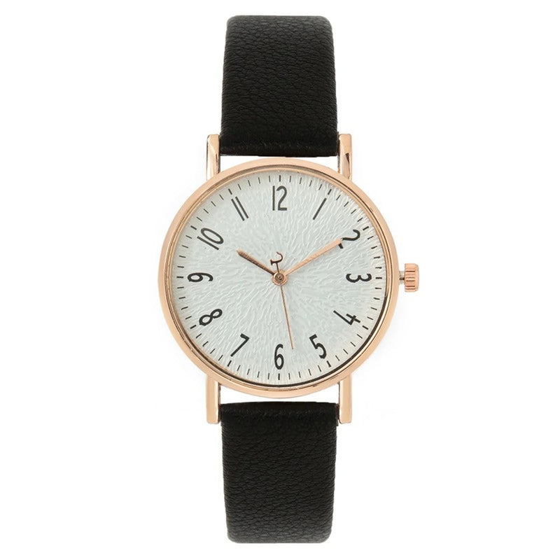 Relógio Feminino de Quartzo 33mm com Pulseira de Couro Sintético, Look Casual Delicado para Presentear