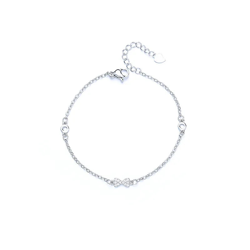 Pulseira Feminina em Prata 925 com Borboletas Cravejadas, Design Romântico e Ajustável para Datas Especiais