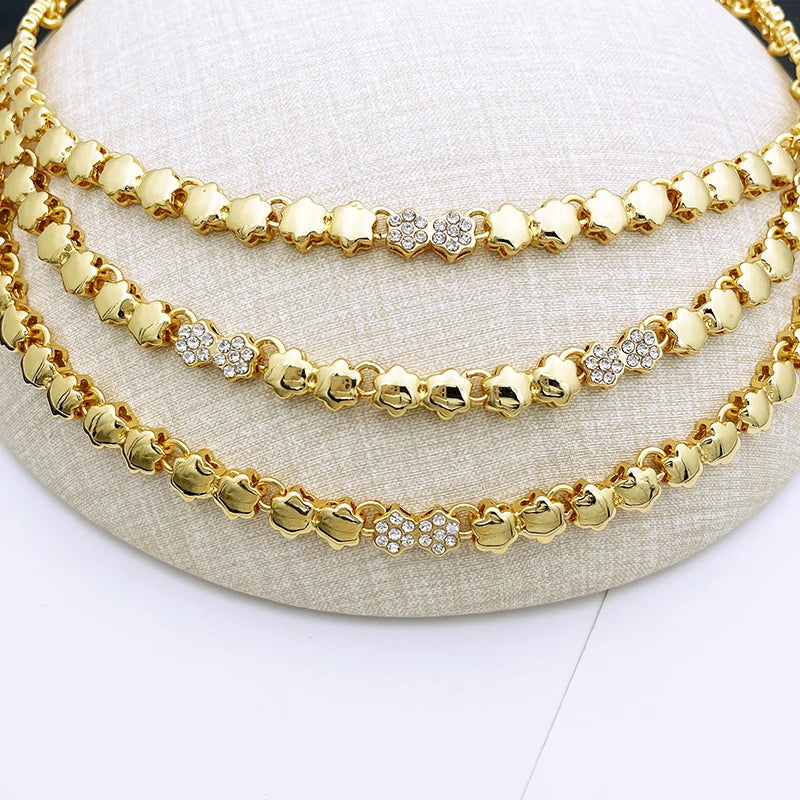 Kit Feminino Banhado a Ouro com Colar, Brincos, Pulseira e Anel, Luxo Italiano para Festas e Eventos