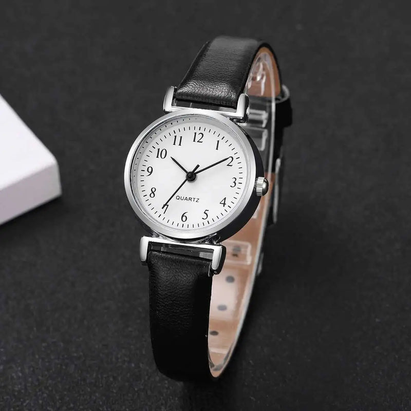 Kit com 2 Relógios Femininos de Quartzo, Mostrador Pequeno de 25mm e Pulseira em Couro Elegante