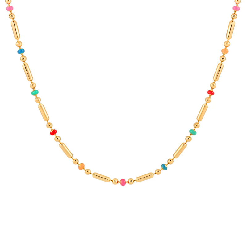 Colar Gargantilha com Corações Empilhados em Aço Inoxidável Dourado, Minimalismo e Elegância Feminina
