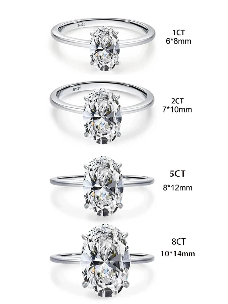 Anel Feminino de Noivado em Prata 925 com Zircão Brilhante 1–8ct, Joia Romântica e Atemporal