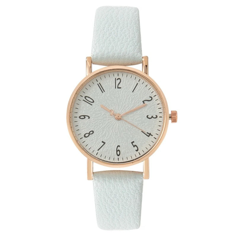 Relógio Feminino de Quartzo 33mm com Pulseira de Couro Sintético, Look Casual Delicado para Presentear