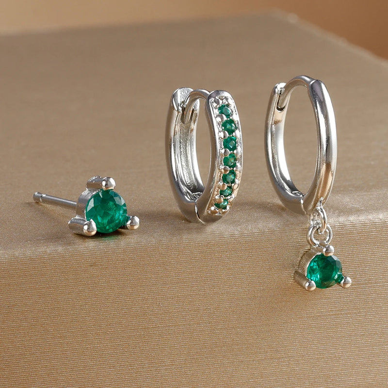 Conjunto com 3 Pares de Brincos Estrela em Aço Inoxidável Banhados a Ouro 18K, Estilo Punk e Moderno