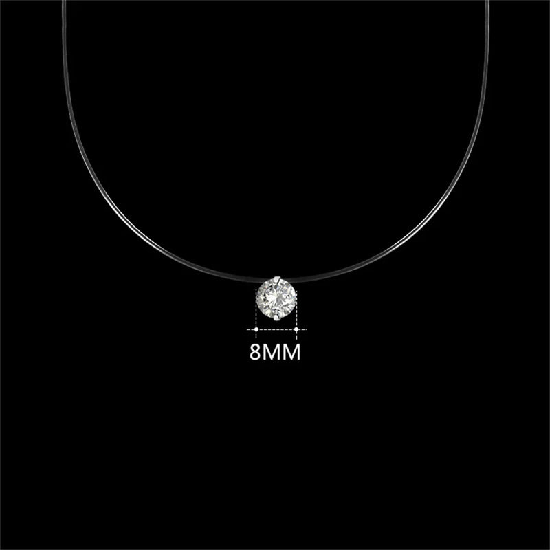 Gargantilha Minimalista com Cristal Zircão Transparente, Joia Delicada e Sofisticada para Mulheres