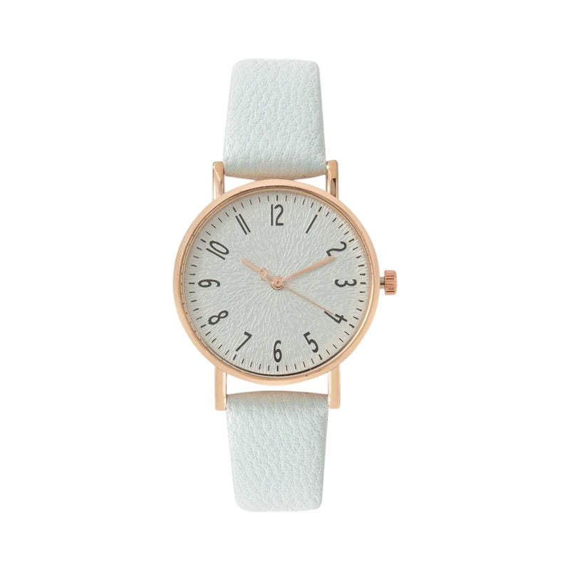 Relógio Feminino de Quartzo 33mm com Pulseira de Couro Sintético, Look Casual Delicado para Presentear