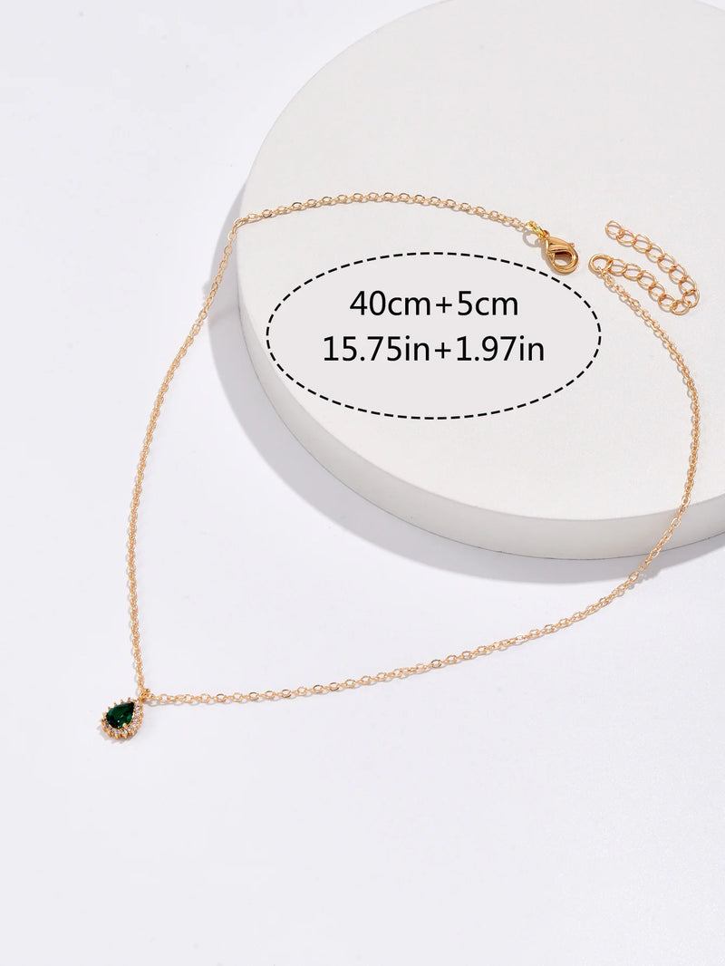 Colar Pingente Gota de Água em Zircão, Estilo Clássico e Elegância para Festas e Casamentos
