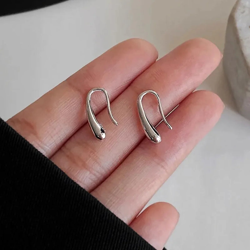 Brincos Femininos em Forma de Gota de Água em Prata, Estilo Retrô Minimalista para Festa e Aniversário