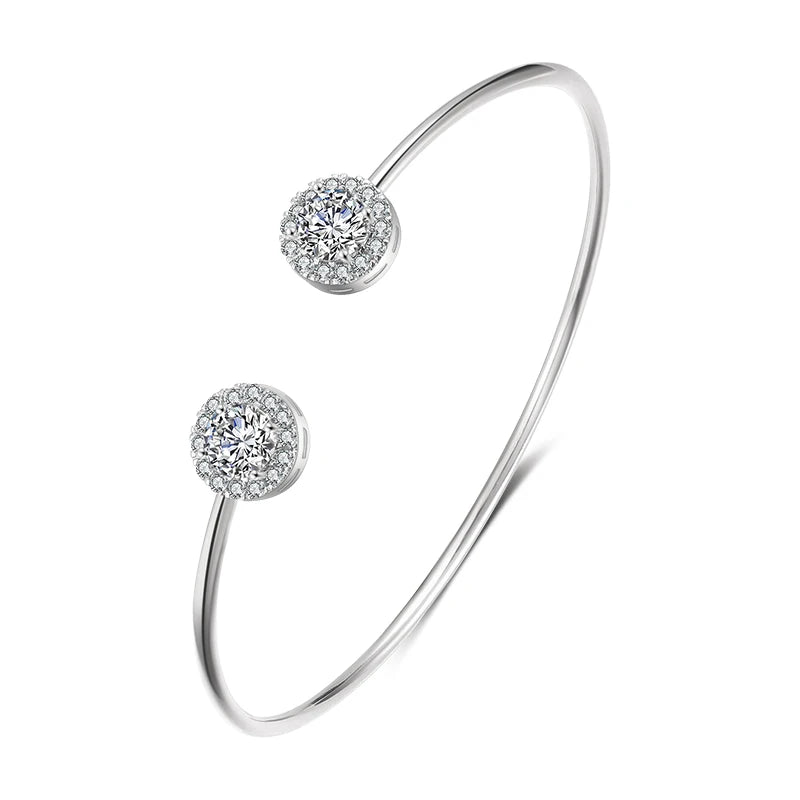 Pulseira Feminina de Luxo em Cobre Dourado com Zircônia Cúbica, Design Geométrico Sofisticado