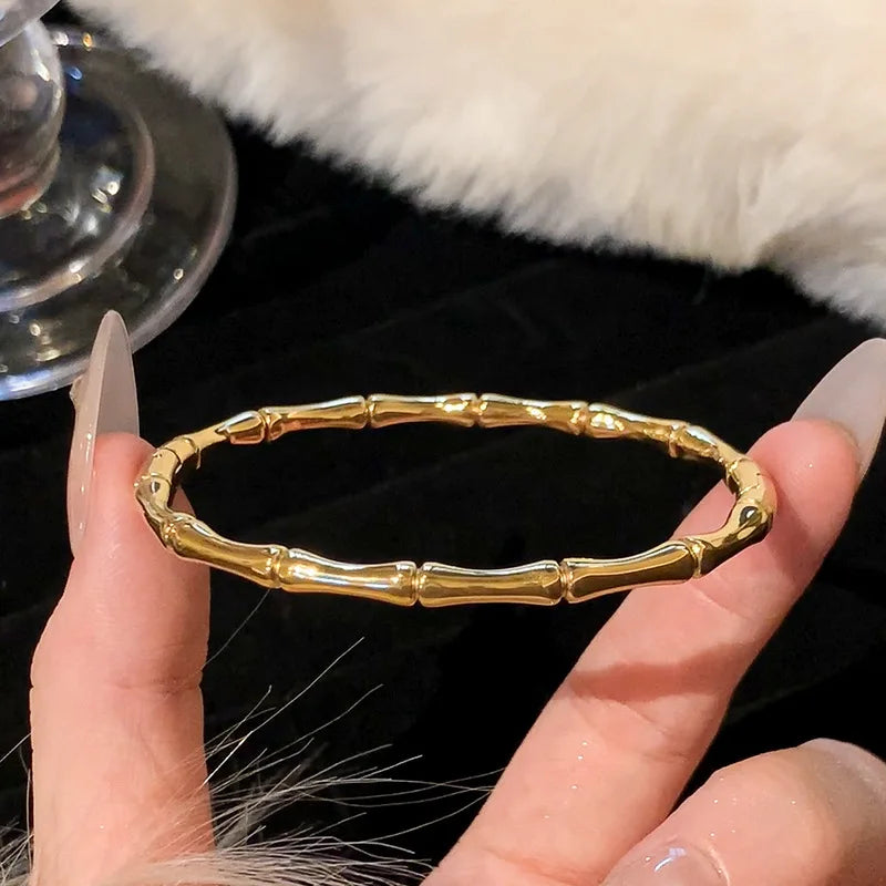 Pulseira Feminina em Aço Titânio com Detalhes de Zircônia, Estilo Clássico Moderno para Uso Diário