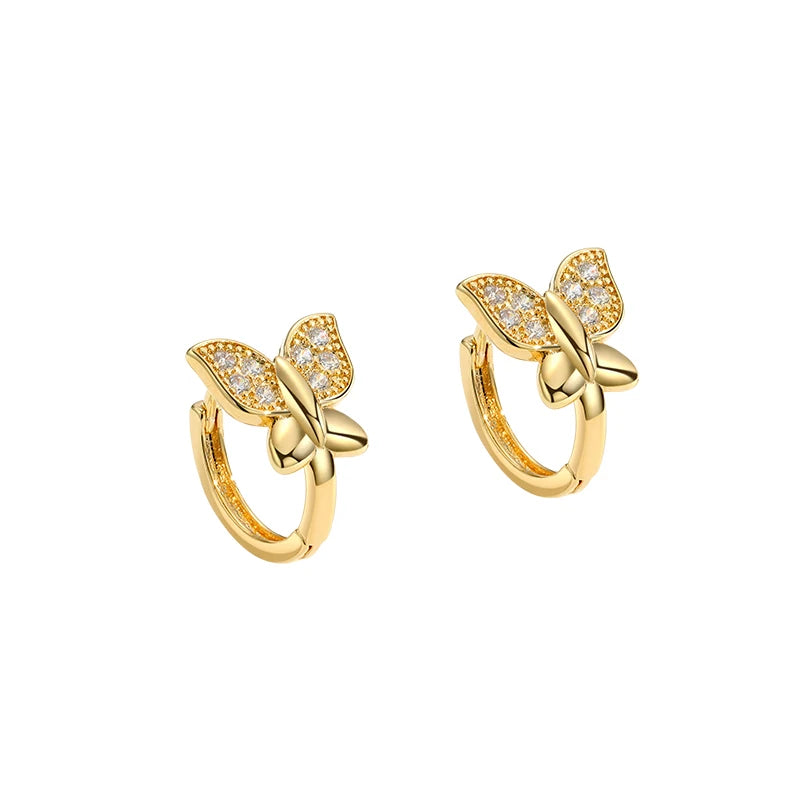 Brincos de Argola com Zircão Banhados a Ouro 14K, Joia Clássica e Versátil para Mulheres Modernas