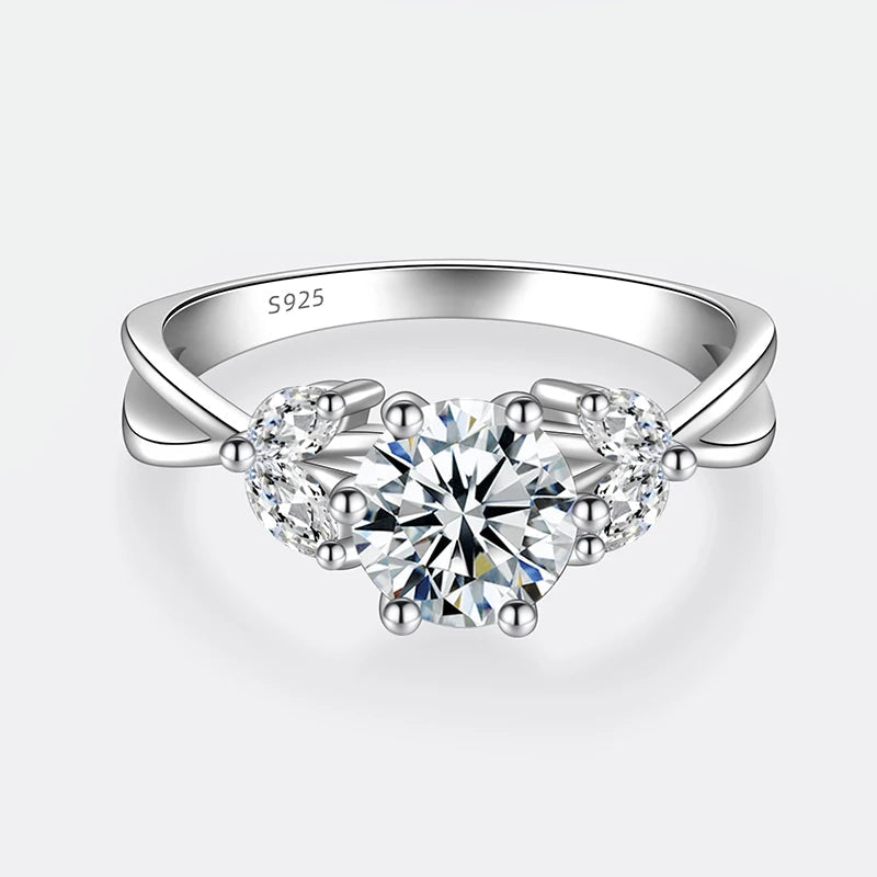 Anel Feminino em Prata 925 com Moissanite 1CT Design Floral, Elegância Atemporal para Casamentos e Momentos Especiais