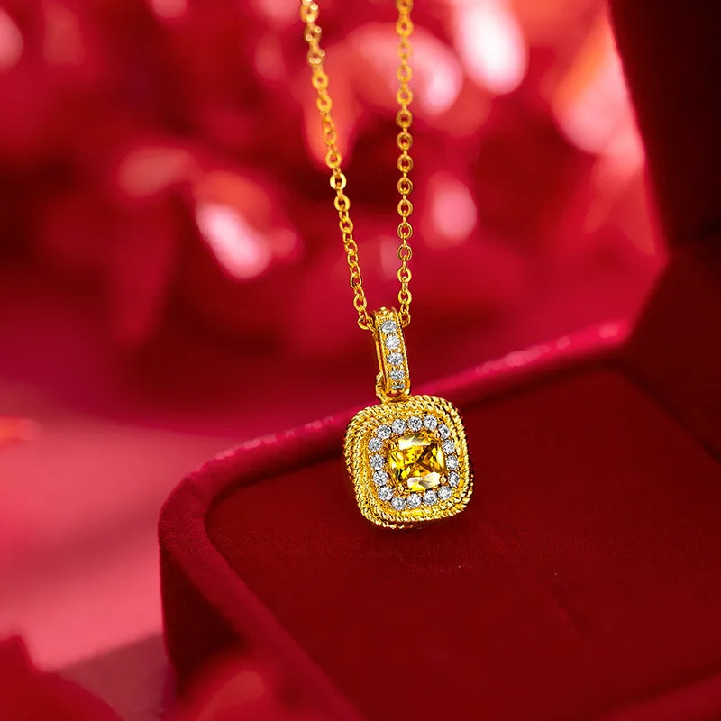 Conjunto de Luxo Feminino em Ouro 24K com Diamante Natural, Joias Exclusivas de Alto Padrão