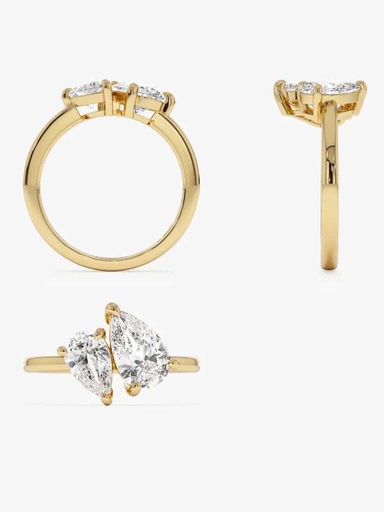 Anel Feminino em Prata 925 com Pedra Gota de Água CZ, Brilho Deslumbrante para Casamento e Festas